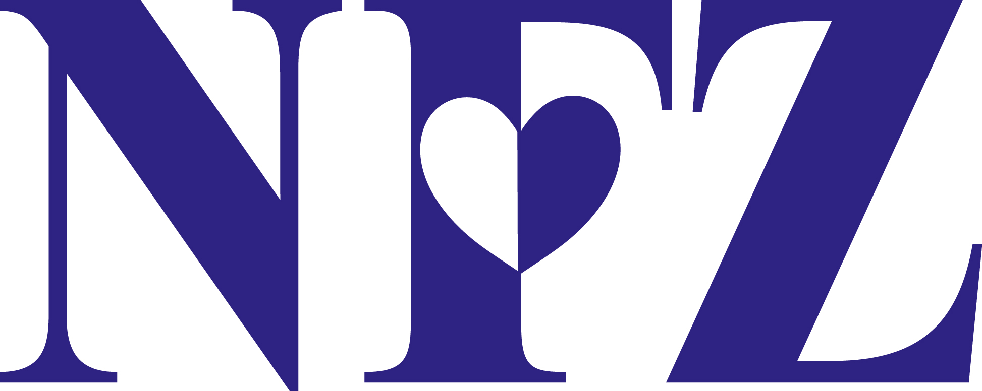 Logo NFZ z sercem w literze "N". Symbol zdrowia i opieki.