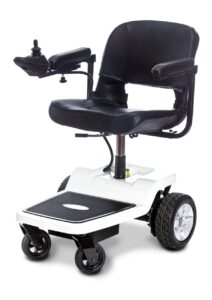 Wózek inwalidzki elektryczny z ergonomicznym siedzeniem i sterowaniem.