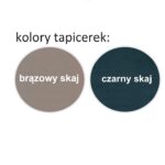 Kolory tapicerek: brązowy skaj i czarny skaj w okręgach.