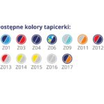 Dostępne kolory tapicerki: Z01, Z03, Z04, Z06, Z09, Z11, Z12, Z13, Z14, Z15, Z16, Z17.