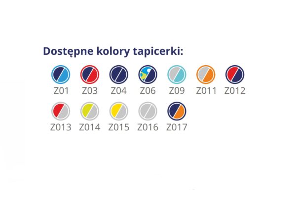 Dostępne kolory tapicerki: Z01, Z03, Z04, Z06, Z09, Z11, Z12, Z13, Z14, Z15, Z16, Z17.