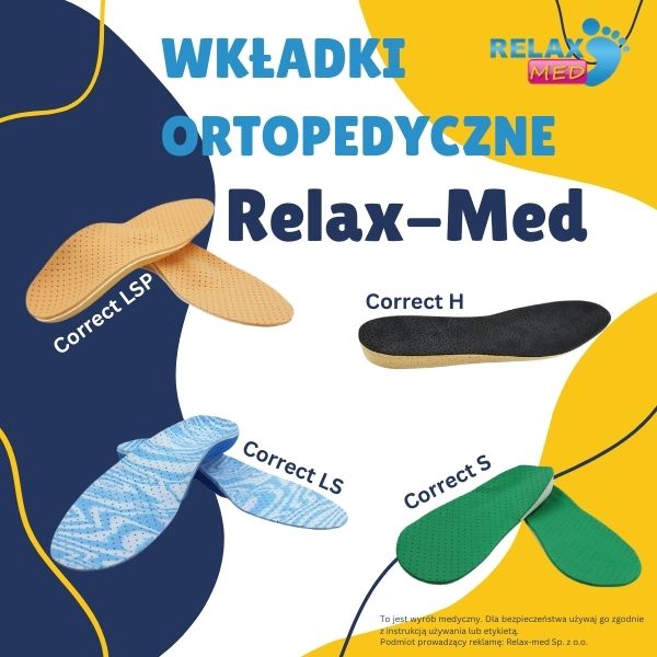 Wkładki ortopedyczne Relax-Med w różnych modelach dla zdrowych stóp.