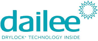 Logo marki Dailee z hasłem "Drylock Technology Inside".