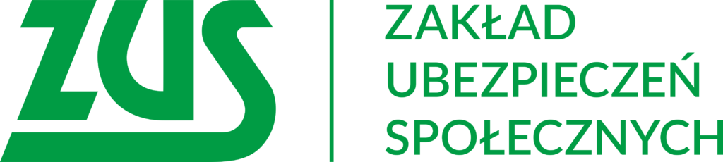 Logo Zakładu Ubezpieczeń Społecznych (ZUS) w zielonym kolorze.
